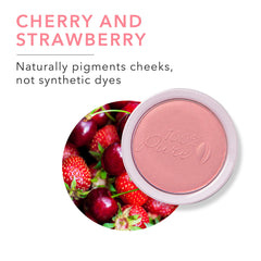 100% PURE Powder Blush Shimmer closeup highlights delicate luminescence on the cheeks.