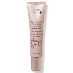 100% PURE Super Fruit Eye Cream jar close-up, rich hydration for delicate under-eye skin