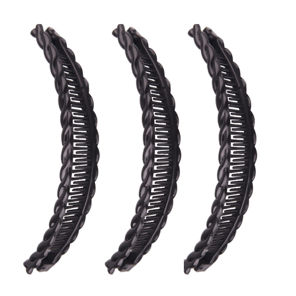 1st Choice Clincher banana clip with flat end secures hair comfortably for all-day wear.