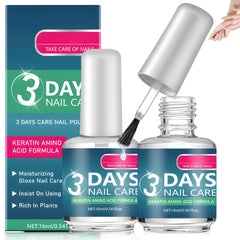 3 Days Nail Care bottle close-up highlights keratin infusion for stronger, hydrated nails.