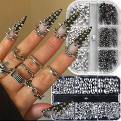 3D Mini Metal Punk Nail Art Studs alloy rivets enhance metallic texture