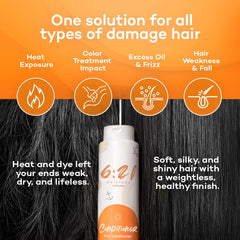 621 Haircare detangled hair swirl showing easy combing and softer lengths.