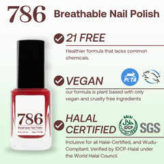 786 Cosmetics vegan cruelty-free badge on packaging signals ethical choice.