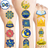91TATTOOS Ramadan Mubarak star tattoos sheet for kids, ideal party favors and festive fun.