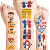91TATTOOS Paris flag pre-cut tattoos sheet for kid party fun and easy decorating ideas