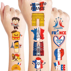 91TATTOOS Paris flag pre-cut tattoos sheet for kid party fun and easy decorating ideas