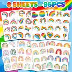 91TATTOOS rainbow pastel tattoo sheets enable easy body art at celebrations.