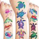 91TATTOOS turtle-ocean tattoo sheets provide colorful party favors for kids.