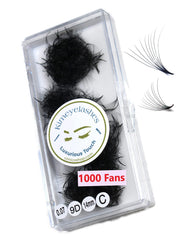 9D premade fans with 0.07 curl C and D for natural, long-lasting lash looks