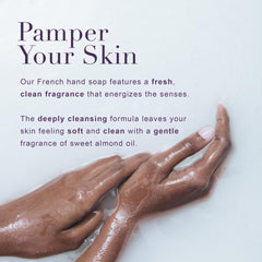 A LA MAISON plant-based formula provides gentle cleansing at the sink