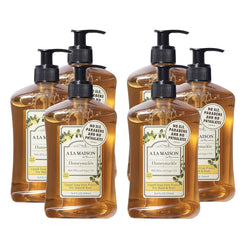 A LA MAISON Honeysuckle hand soap bottle with soothing, non-drying lather.