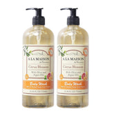 A LA MAISON Citrus Blossom bottle 2-pack, eco-friendly packaging for daily pampering.
