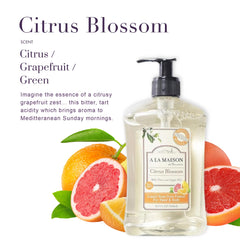 Close-up of Citrus Blossom label – natural fragrance from essential oils.
