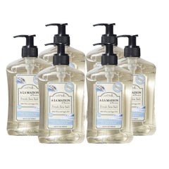 A LA MAISON French hand soap sea salt bottle shows gentle, plant-based cleansing.