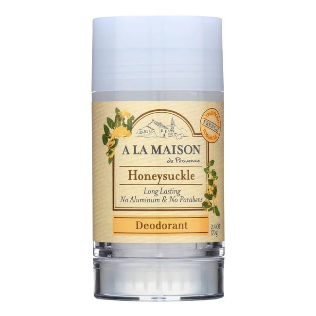 A La Maison Honeysuckle deodorant bottle with aluminum-free formula for daily freshness.