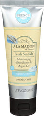 A LA MAISON Moisturizing Cream Fresh Sea Salt label highlights the plant-based formula for daily hydration.