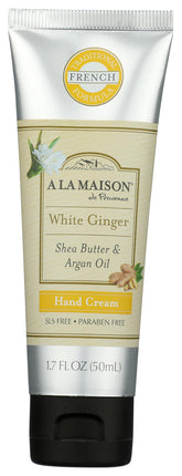 A LA MAISON White Ginger Hand Cream packaging showcases premium care for nourished hands.