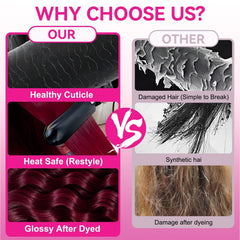A8 Burgundy Wig 200 density provides a full, voluminous silhouette