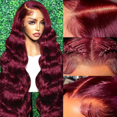 A8 Burgundy Wig with 99J front lace for seamless blending and natural parting