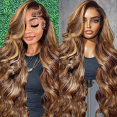 A8 Honey Blonde Wig with ombre body wave for natural, effortless styling.