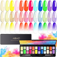 ABAC 24-color solid gel polish palette for vibrant, long-lasting nails