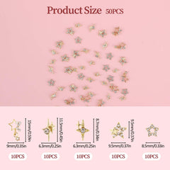 Abeillo gold star 3D nail charms style 2 crystal rhinestones catch light for everyday glam
