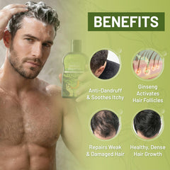 ABERA anti-dandruff shampoo bottle pour demonstrates easy application and deep cleansing.
