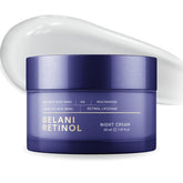ABERA Belani night cream bottle closeup, showcasing premium packaging for non-greasy hydration.