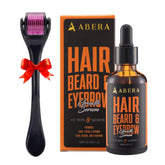 ABERA hair growth serum bottle close-up for scalp nourishment.