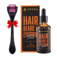 ABERA hair growth serum bottle close-up for scalp nourishment.