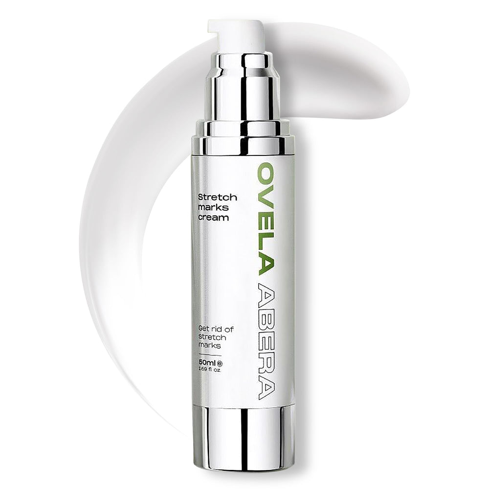 ABERA maternity stretch-mark cream belly application showing nourished skin