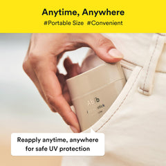 Abib Airy Sunstick curved stick design enables hands-free, mess-free use