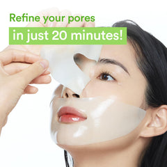 Abib Heartleaf Jelly mask sheet applied on skin for cooling hydration
