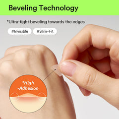 Close-up of the 10mm patch edge, showing seamless skin integration.