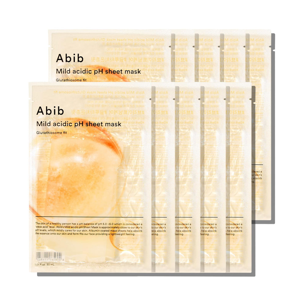 Abib Mild Acidic pH Sheet Mask box showcases packaging for sensitive skin routines.