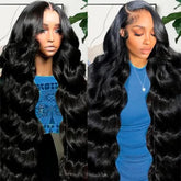 Ablyea 13x6 body wave lace front wig front view with natural hairline and volume.