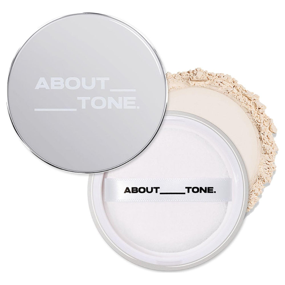 About Tone Blur Finish Powder packaging shows translucent coverage for natural-looking skin