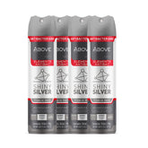 ABOVE Shiny Silver 4pc set front view shows jasmine-mint fragrance for daily freshness.