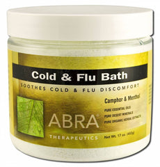 Abra Cold & Flu Bath promotes sinus comfort and relaxation with antiseptic tea tree oil.