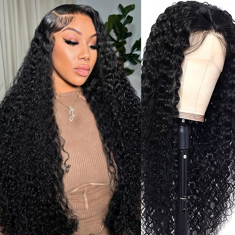 ABSFWIW Deep Wave Lace Front Wig with natural hairline and easy parting.