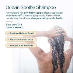 Abundant Natural Health Ocean Soothe Shampoo label showcasing 99% magnesium salt benefits.