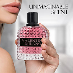 A CENTER Milano perfume pink box packaging with logo and branding