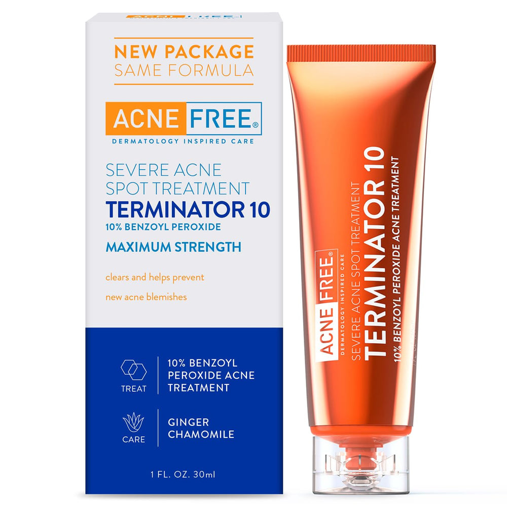 AcneFree Terminator10 spot treatment on a blemish with targeted action
