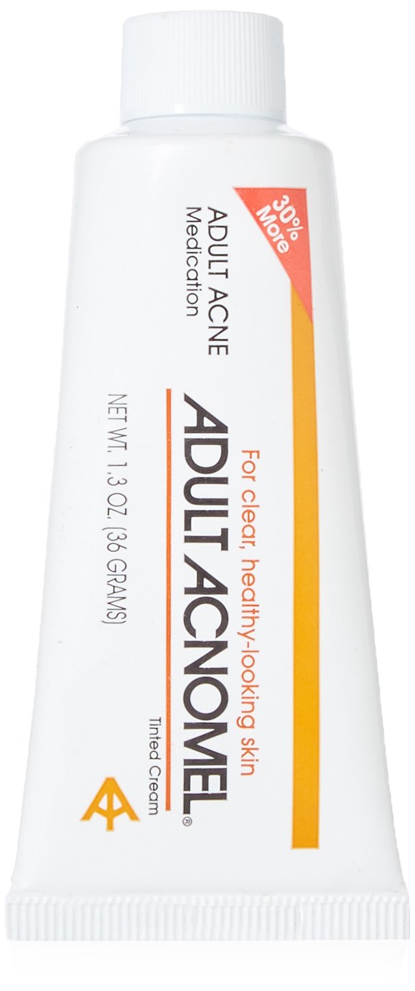 Adult Acnomel tinted acne cream tube ready for application