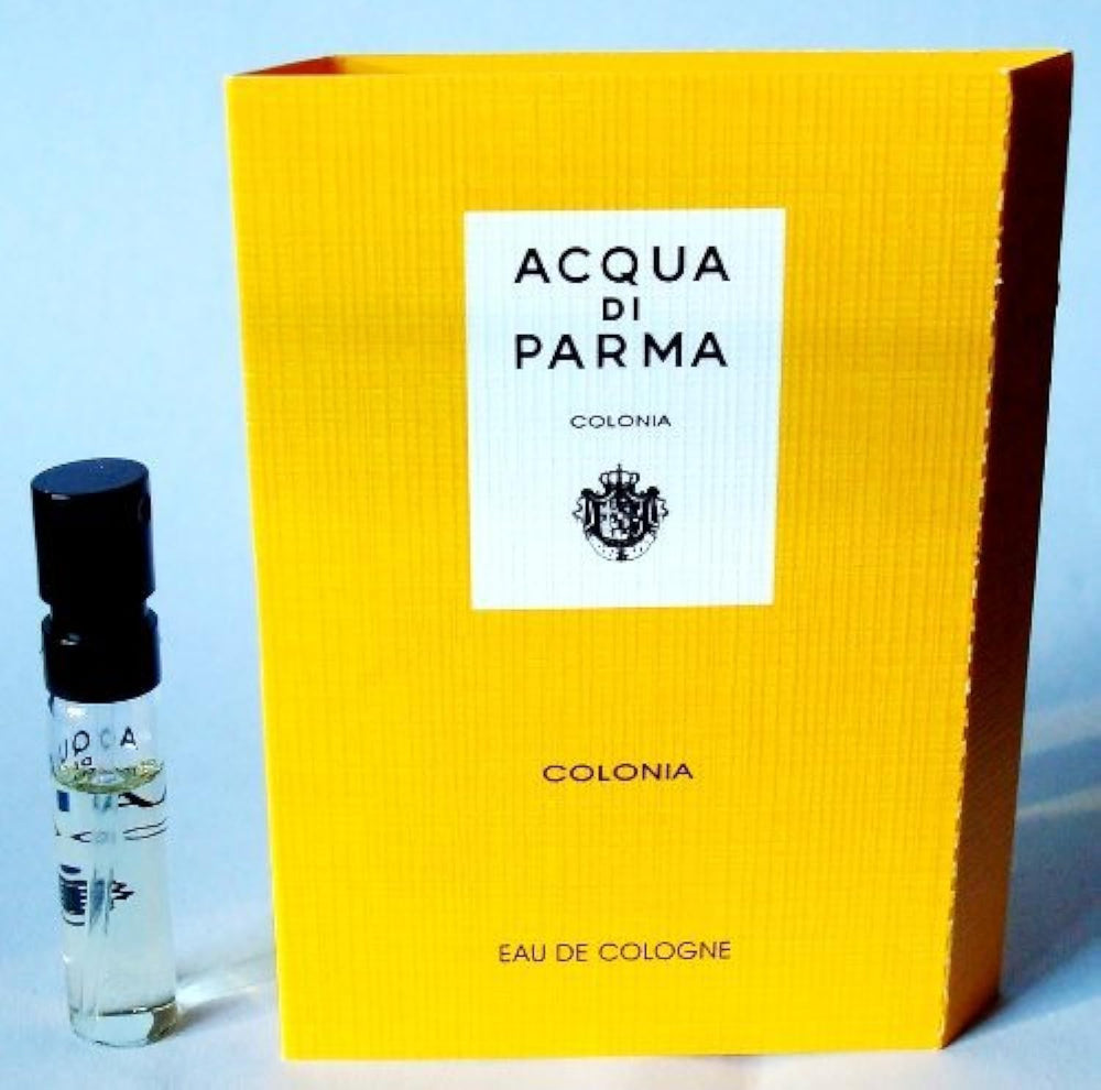 Acqua Di Parma Colonia sample bottle front view, compact size for on-the-go testing.