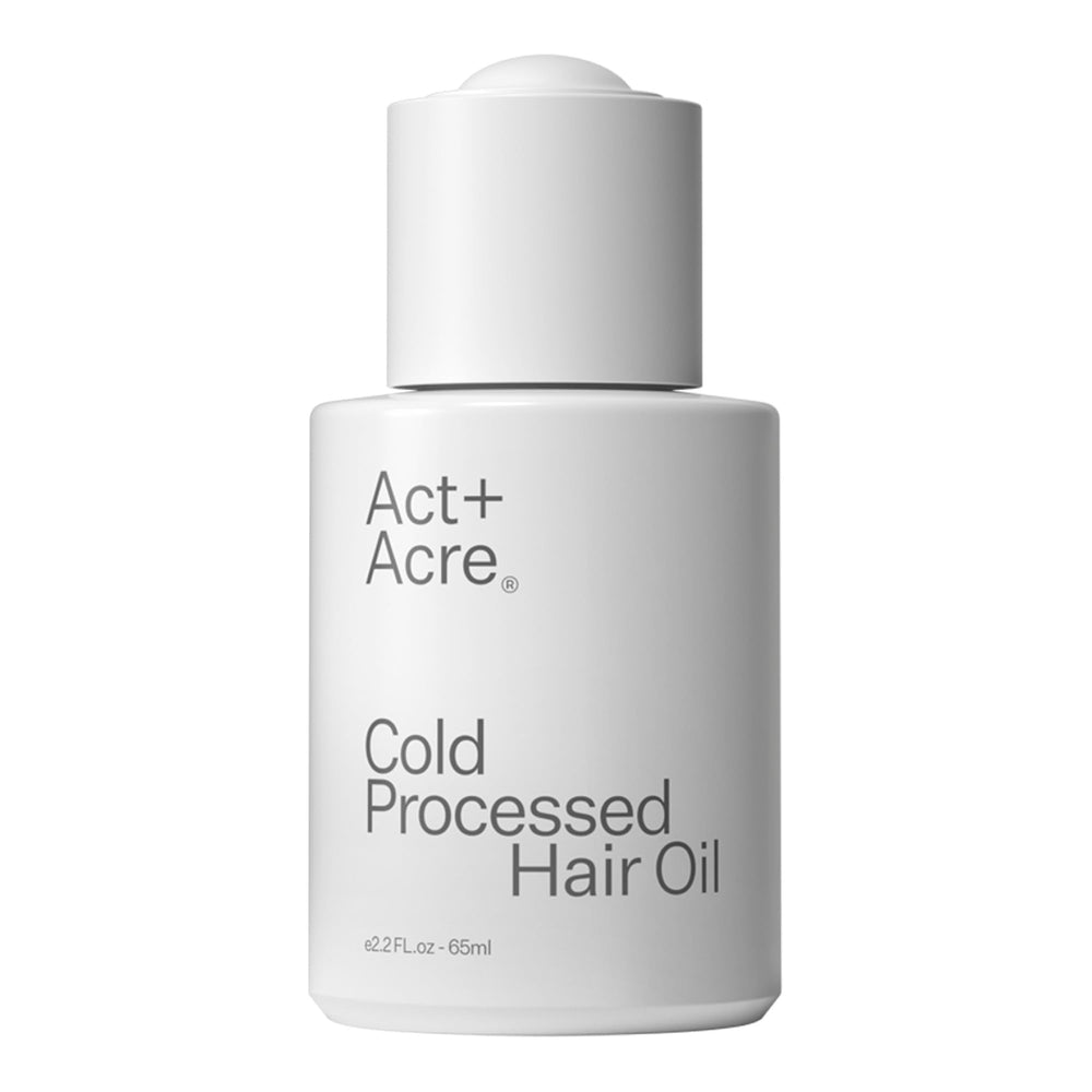 ACT+ ACRE argan oil bottle shows cold-processed formula for deep nourishment