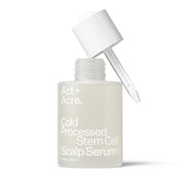 ACT+ACRE cold-processed stem cell serum bottle for targeted scalp nourishment.