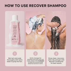 Hair after washing with ACTIIV Recover thickening shampoo appears fuller and cleaner.