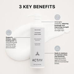 ACTIIV Recover Thickening Conditioner label closeup with vegan ingredients