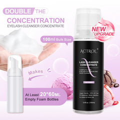 ACTROL lash cleanser foam forms a gentle cleansing lather for lashes.